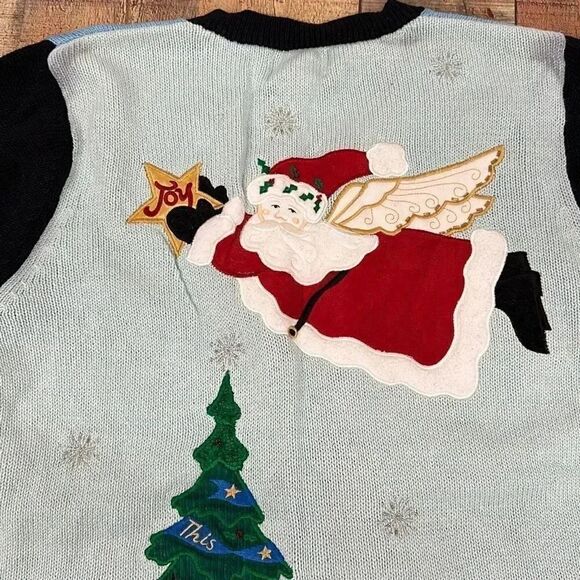 Vintage The Quacker Factory Women's Christmas Button Up Cardigan Sweater Sz Larg - Picture 11 of 12